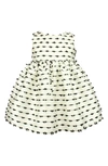 Popatu Kids' Plumetis Sleeveless Dress In White/ Black