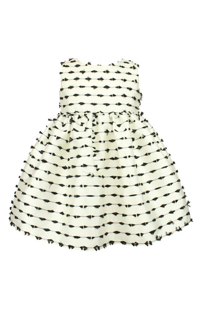Popatu Kids' Plumetis Sleeveless Dress In White/ Black