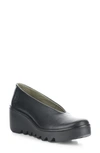 Fly London Beso Wedge Pump In 015 Black Ceralin