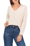 Vince Camuto Plus Size Cozy V-neck Long Sleeve Sweater In Malted