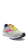 Brooks Ghost 14 Running Shoe In Grey/ Pink/ Sulphur Spring