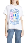 Ganni Printed Organic Cotton-jersey T-shirt In White