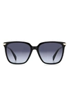 Rag & Bone 55mm Polarized Gradient Rectangle Sunglasses In Black/gray Polarized Gradient