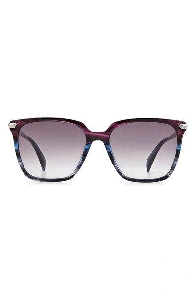 Rag & Bone 55mm Polarized Gradient Rectangle Sunglasses In Blue Violet