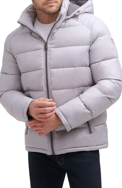 Guess Men's Quilted Zip Up Puffer Jacket In Smoke