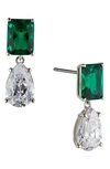 Nadri Shine On Cubic Zirconia Drop Earrings In Green