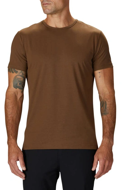 Cuts Trim Fit Split Hem Crewneck T-shirt In Teakwood