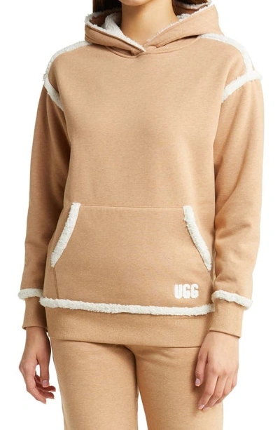 Ugg Joanne High Pile Fleece Trim Hoodie In Camel