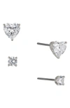Nadri Cubic Zirconia Heart Stud Earrings In Silver