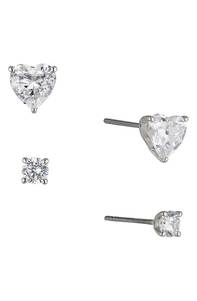 Nadri Cubic Zirconia Heart Stud Earrings In Silver