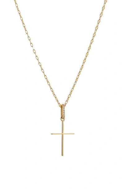 Nadri Cubic Zirconia Cross Pendant Necklace In Gold