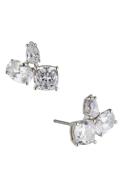 Nadri Shine On Cluster Stud Earrings In Silver/clear