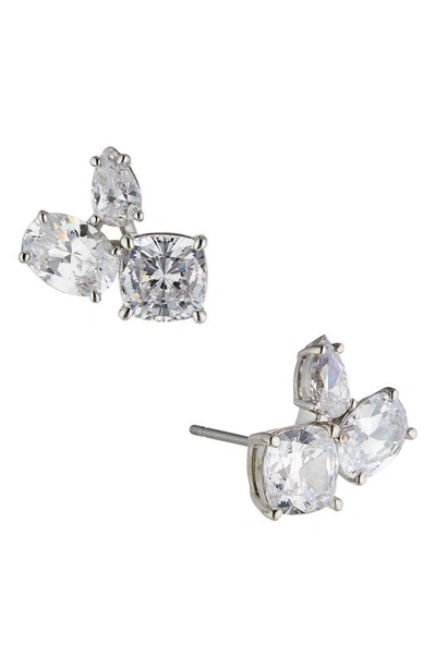 Nadri Shine On Cluster Stud Earrings In Silver