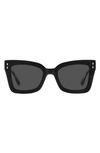 Isabel Marant 52mm Flared Rectangular Sunglasses In Black/gray Solid