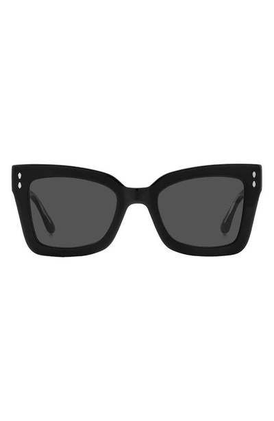 Isabel Marant 52mm Flared Rectangular Sunglasses In Black/gray Solid