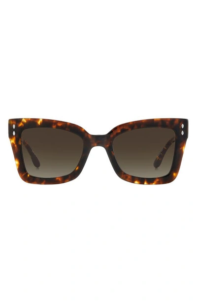 Isabel Marant 52mm Flared Rectangular Sunglasses In Havana/brown Gradient