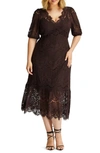 Estelle Lucca Lace Cocktail Dress In Chocolate