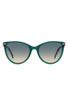 Carolina Herrera 57mm Cat Eye Sunglasses In Green Havana / Gray Brown