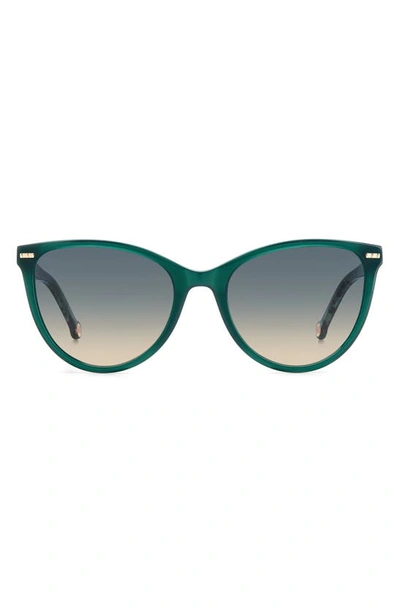 Carolina Herrera 57mm Cat Eye Sunglasses In Green Havana / Gray Brown
