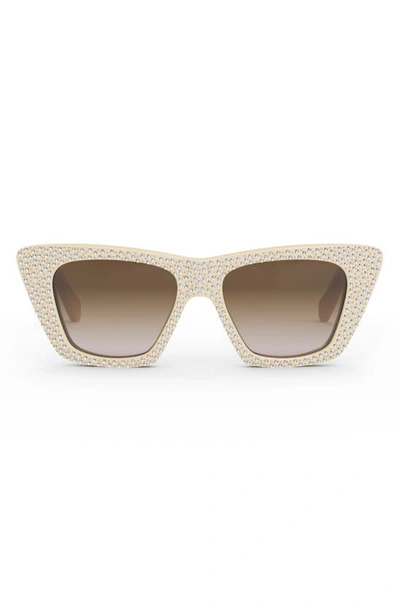 Celine Animation 51mm Gradient Cat Eye Sunglasses In Ivory