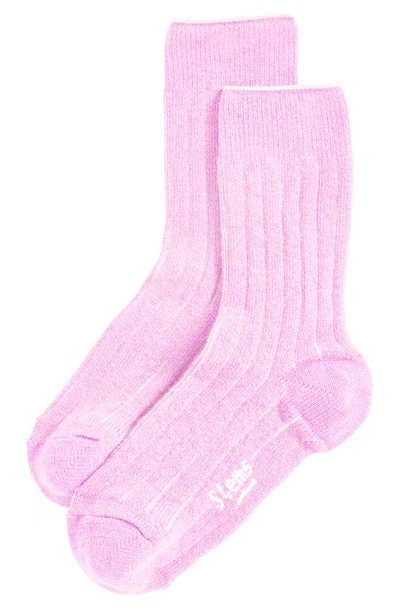 Stems Luxe Merino Wool Blend Crew Socks In Pink