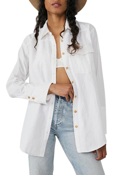 Free People Machester Cotton Button-down Shirt In White