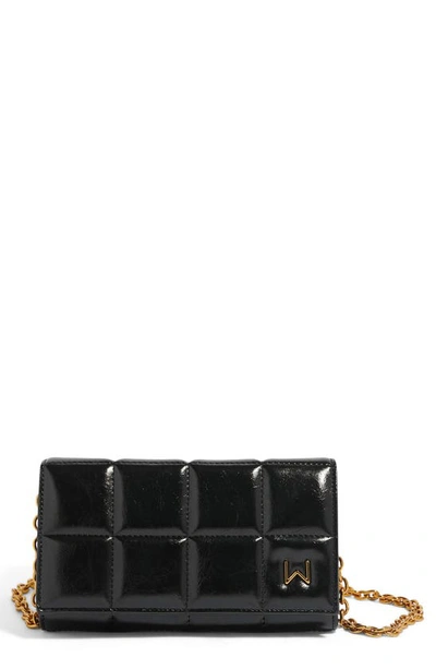House Of Want We Browse Vegan Leather Wallet Crossbody Bag In Glossy Black