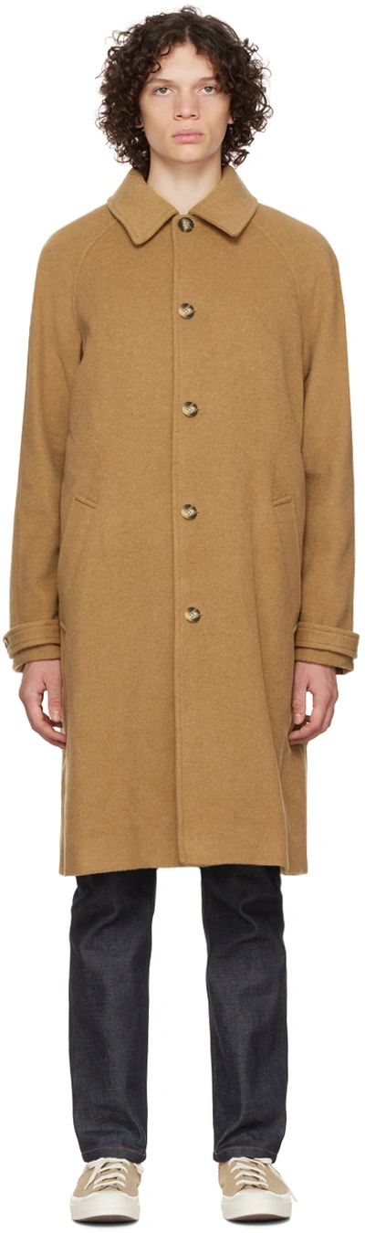 Apc Brown Ethan Coat In Cab Camel