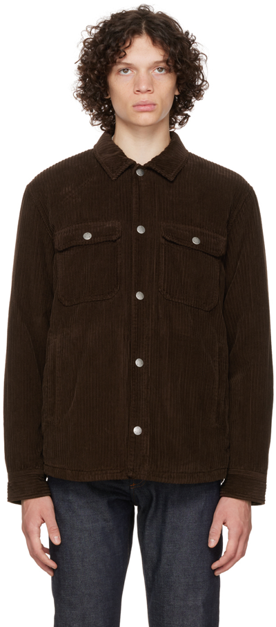 A.p.c. Cotton-corduroy Overshirt In Brown