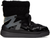 Moncler Insolux M Rubber-trimmed Fleece, Shell And Patent-leather Snow Boots In 999 Black