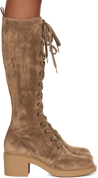 Gianvito Rossi Foster Suede Knee-high Boots In Camel