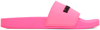 Balenciaga Piscine Logo-embossed Rubber Slides In 5910 Fluo Pink / Bla