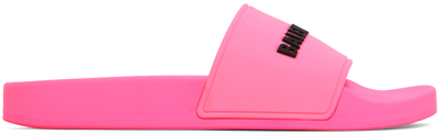 Balenciaga Piscine Logo-embossed Rubber Slides In Pink