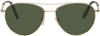 Zegna Men's Metal Double-bridge Aviator Sunglasses In Shiny Deep Gold / Green