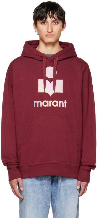 Isabel Marant Men's Miley Logo Hoodie In Burgundy