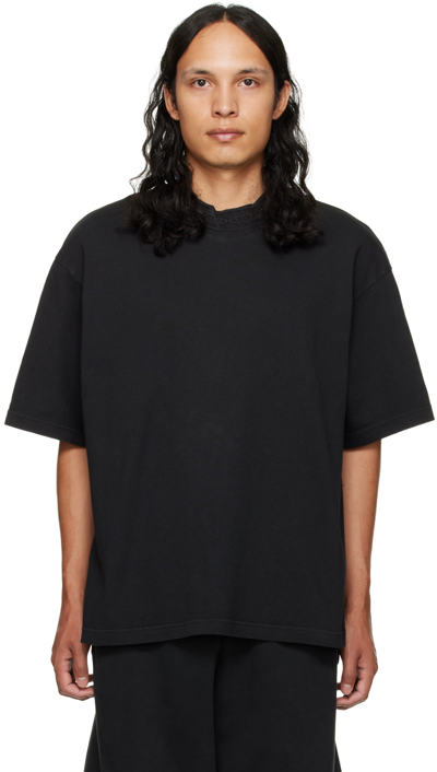 Acne Studios Black Embossed T-shirt In 900 Black