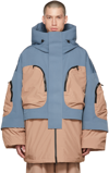 A. A. SPECTRUM BLUE & TAUPE ALFIRE DOWN JACKET