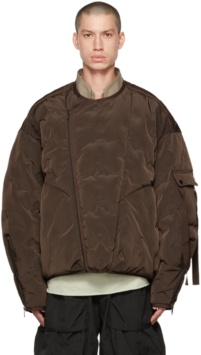 A. A. Spectrum Ssense Exclusive Brown Azyr Down Jacket In Ebony