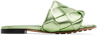 Bottega Veneta Women's Lido Metallic Leather Flat Sandals In Pistachio