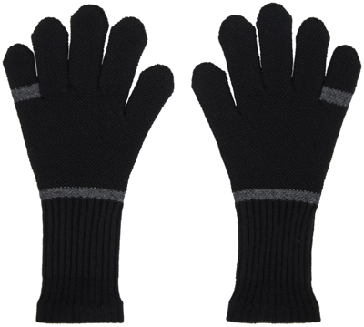 Sacai Kids' Black Bicolor Gloves In 001 Black