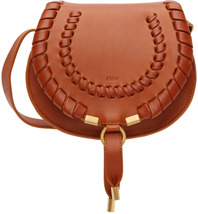 Chloé Orange Small Marcie Saddle Bag In Brown