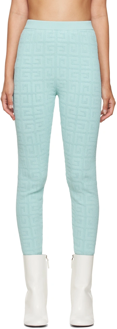 Givenchy 4g Pointelle Knit Leggings In Blue