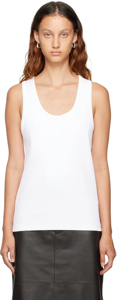 Bottega Veneta Dry Stretch Cotton Ribbed Tank Top In Chalk