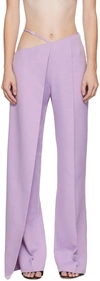 ALEKSANDRE AKHALKATSISHVILI PURPLE ASYMMETRIC WIDE LEG TROUSERS