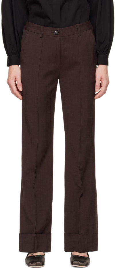 Co Brown Cuffed Trousers In 208 Dark Brown