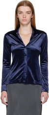 Atlein Navy Spread Collar Shirt In C0825 Midnight Blue