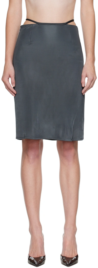 Atlein Gray Belted Miniskirt In C0113 Grey