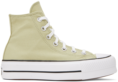 Converse Green Ctas Lift Hi Platform Sneakers In Olive Aura/white/bla