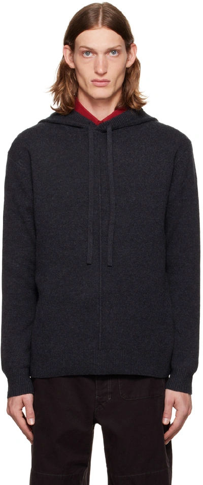 Joseph Gray Soft Wool Hoodie In 0210 Dark Grey Melan