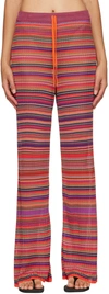 Marques' Almeida Orange Striped Ribbed Knit Trousers In Multi Stripe